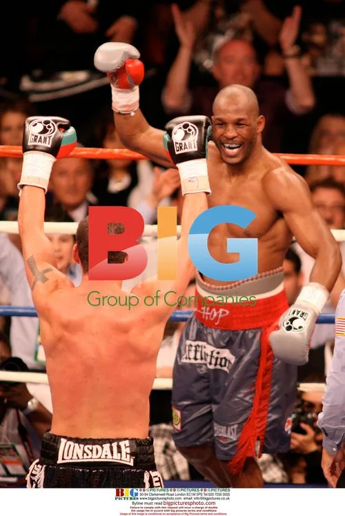 Joe Calzaghe and Bernard Hopkins Celebrate Victory