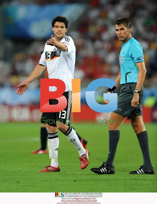 Michael Ballack with Referee Rosetti at Euro 2008 Final