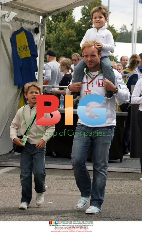 Rubens Barrichello arrives at German GP with family