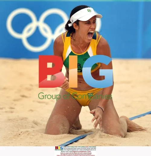 Brazil's Talita Rocha beachball match at 2008 Olympics