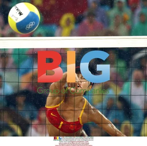 Wang Jie spikes against USA in 2008 Olympic beach volleyball final