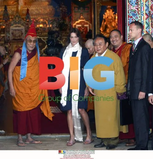 Carla Bruni-Sarkozy with Dalai Lama