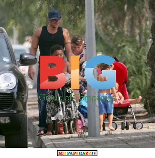 Peter Andre and kids on Cyprus beach