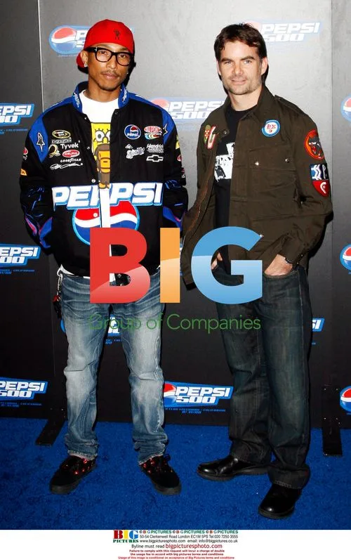 Pharell Williams and Jeff Gordon at Pepsi 500 Event