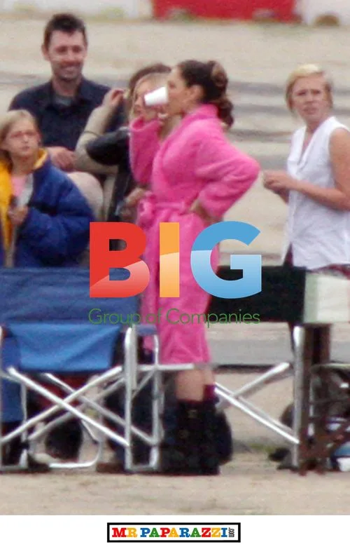 Kelly Brook on Set in Dressing Gown
