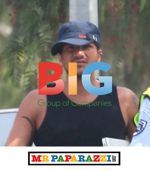 Peter Andre & kids at beach in Cyprus