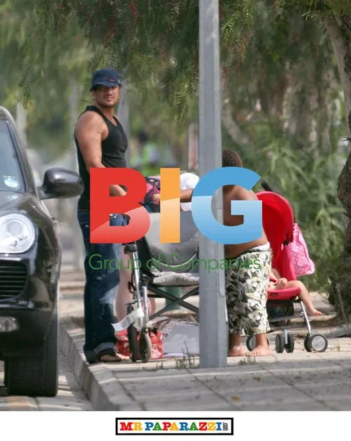 Peter Andre with kids at the beach in Cyprus
