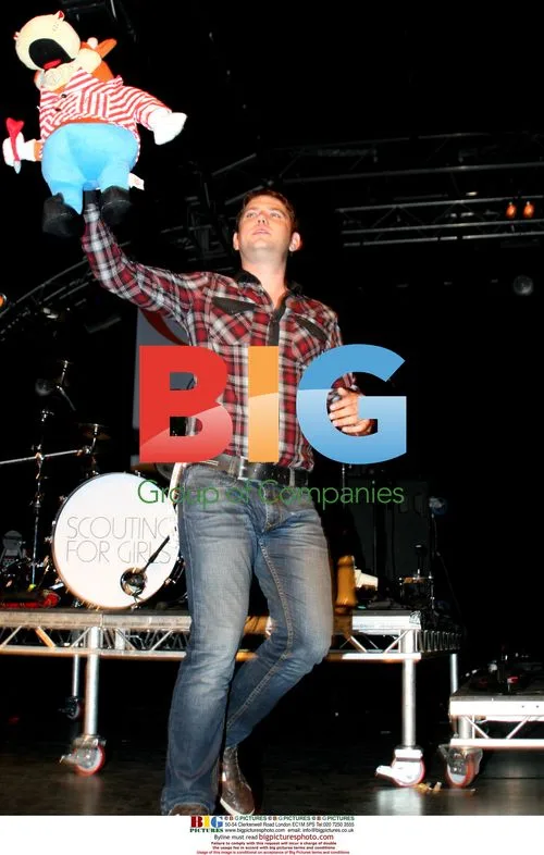 Scouting For Girls frontman Roy Stride performs in Blackpool