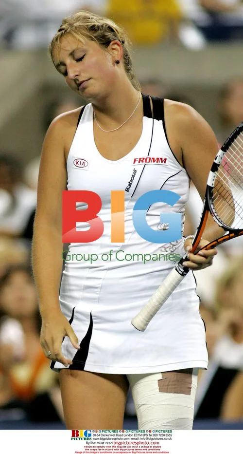 Timea Bacsinszky reacts at U.S. Open