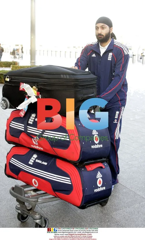 Monty Panesar at Heathrow Airport
