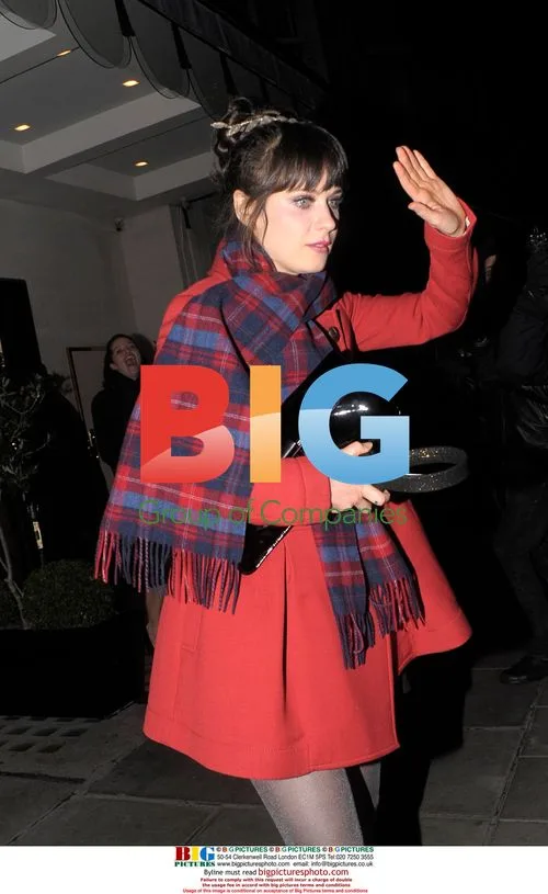 Zooey Deschanel leaving dinner in London