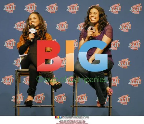 Jordin Sparks and Alicia Keys at Super Bowl XLII press conference