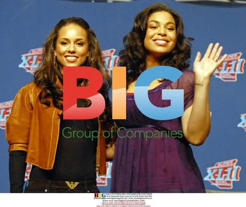 Jordin Sparks and Alicia Keys at Super Bowl XLII press conference