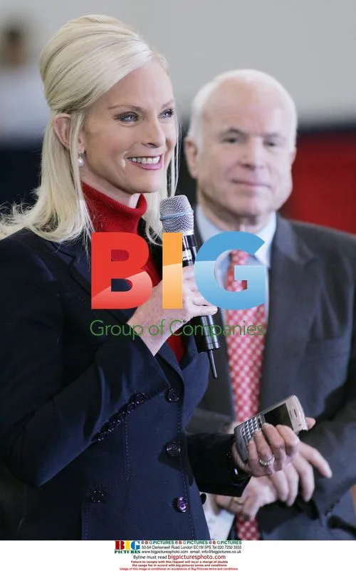 Cindy McCain talks at husband's campaign rally