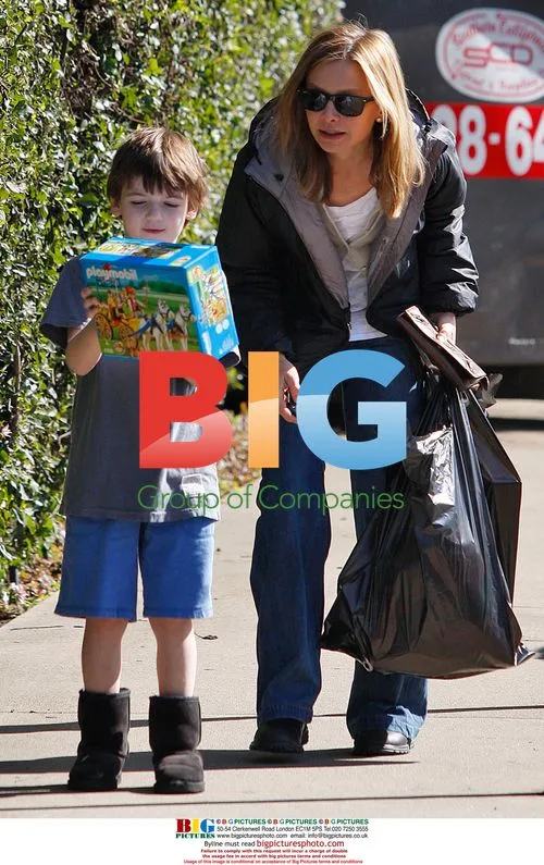 Calista Flockhart and son Liam shopping
