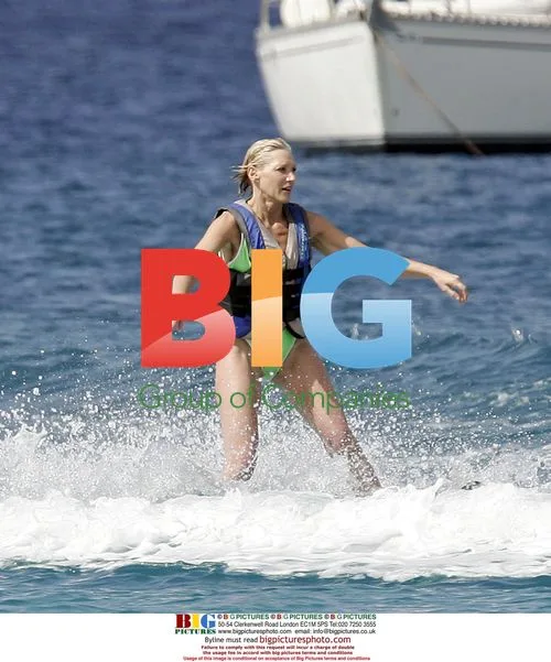 Ingrid Tarrant water skis in Barbados