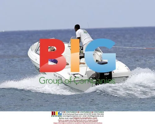 Ingrid Tarrant water skiing in Barbados