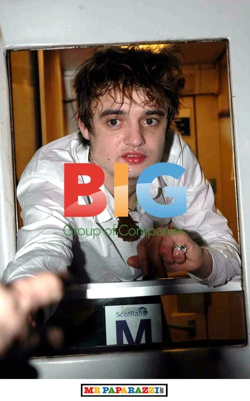 Sweaty rocker Pete Doherty on train
