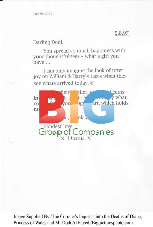 Diana and Dodi's letter
