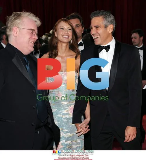 Clooney, Hoffman, and Larson at 2008 Oscars