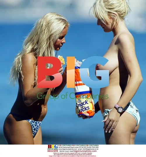 Models Anna Taverner and Michelle Marsh Relax in France