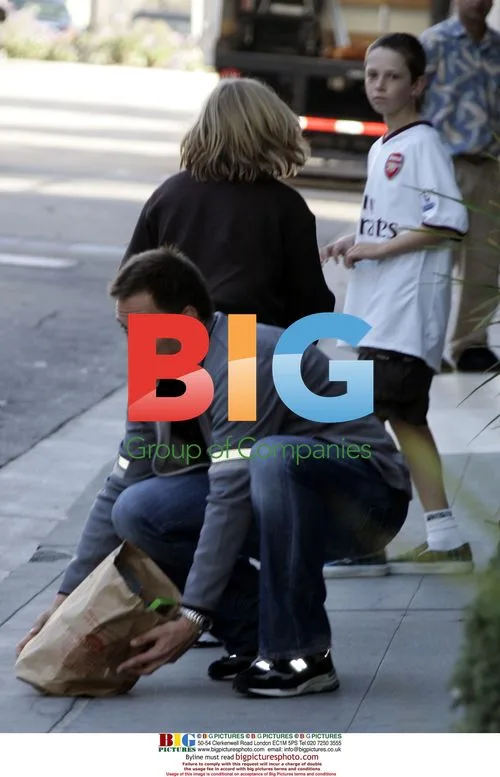 Michael Weatherly and Family Outside Hotel