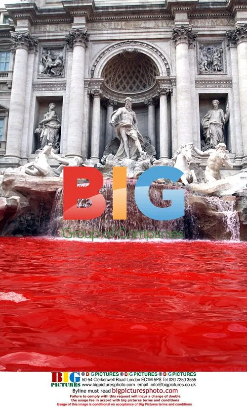 Trevi Fountain Turned Red