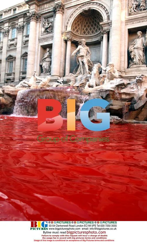 Trevi Fountain Turned Red