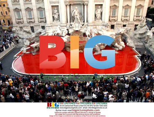 Trevi Fountain Turned Red