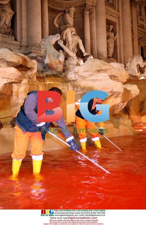 Trevi Fountain Turned Red in Rome