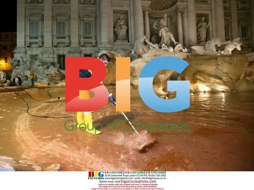 Trevi Fountain turned red in Rome