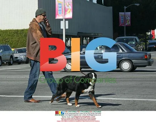 Brad Garrett takes his dog for a walk