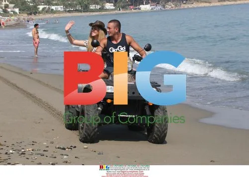 Bianca Gascoigne on quad bike in Spain