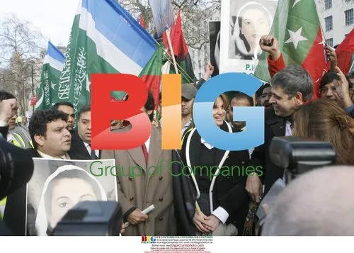 Jemima and Iran Khan attend protest in London
