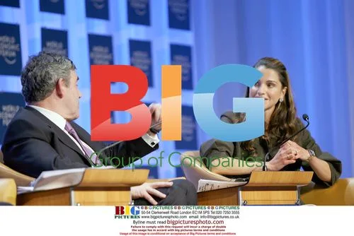 Rania of Jordan and PM Gordon Brown at Davos