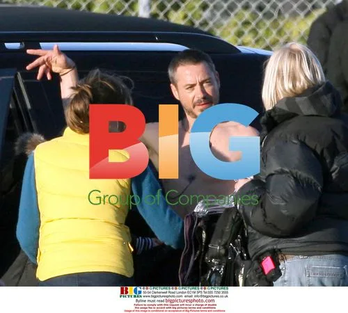 Robert Downey Jr. films for "The Soloist" at LAX