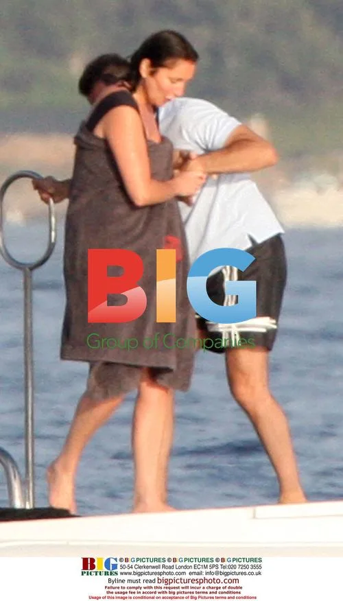 Cecilia Sarkozy and husband on yacht