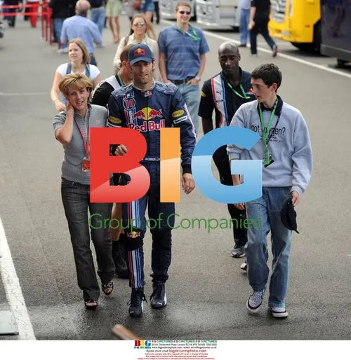 Mark Webber celebrates qualifying at British GP