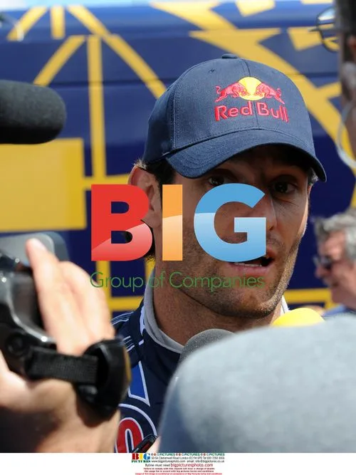 Mark Webber celebrates F1 qualifying at Silverstone