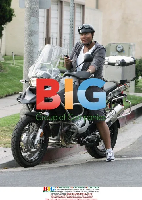 Queen Latifah rides motorcycle in Hollywood