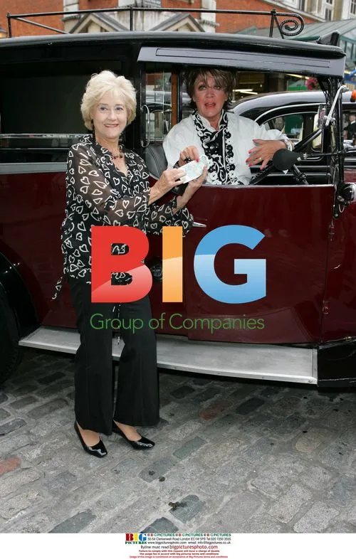Actresses Liz Fraser and Amanda Barrie at London Transport Museum