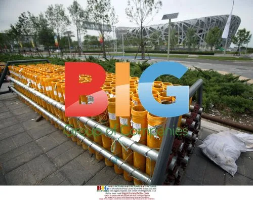 Firework cartridges surround Beijing's Bird's Nest