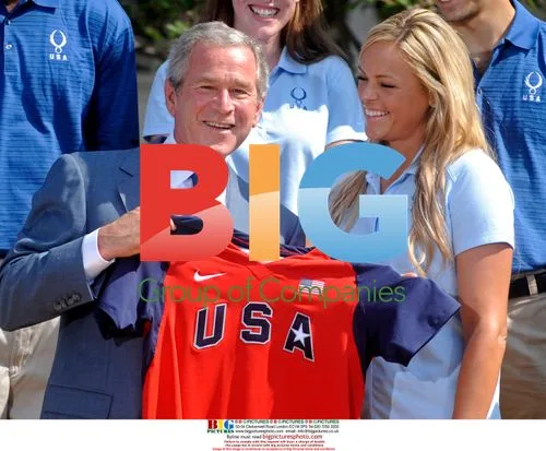 Bush Receives U.S. Olympic Jersey from Jennie Finch