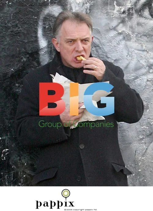 Rik Mayall enjoys fish and chips