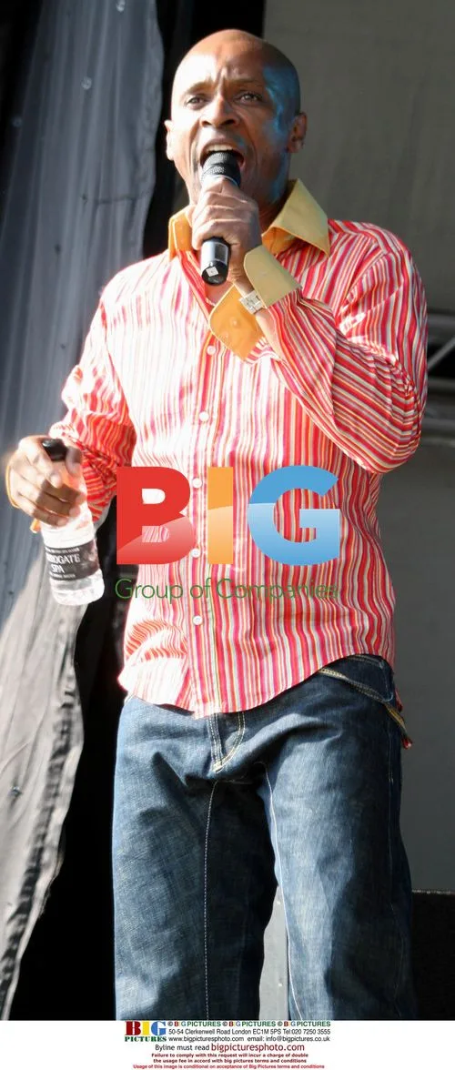 Andy Abrahams on stage at 'Party In The Park'