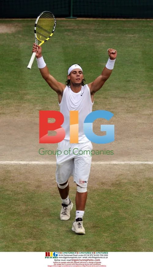 Rafal Nadal celebrates Wimbledon semi final win