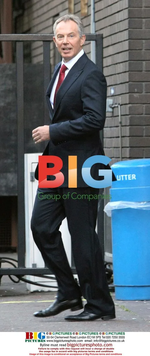 Tony Blair leaves GMTV studios, London
