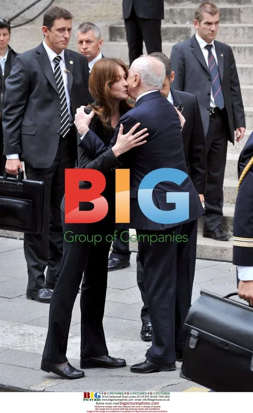 Carla Bruni-Sarkozy at Yves Saint Laurent's burial