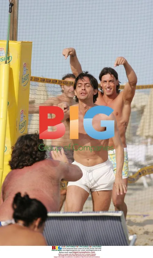 Filippo Inzaghi Playing Volleyball on Beach