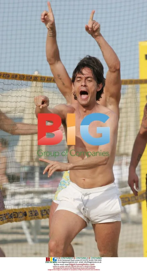 Filippo Inzaghi Playing Volleyball on the Beach